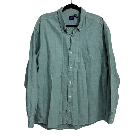 Basic Editions Men's XL Green Long Sleeve Button Down Cotton Shirt Casual Work - Picture 1 of 5